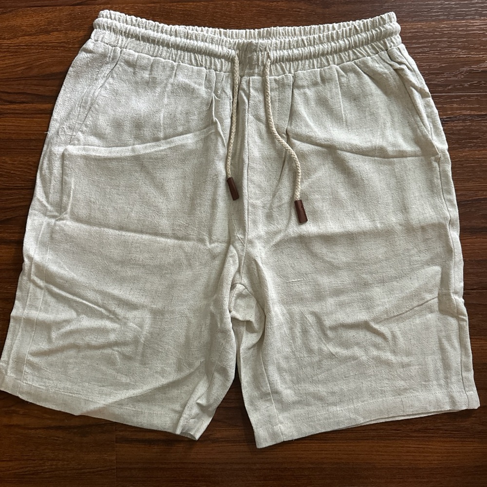 Men's Beige Linen Shorts
